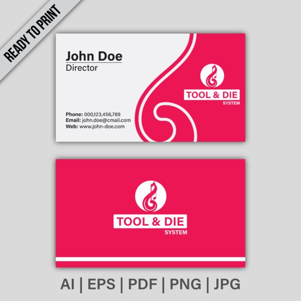 Modern Pink Business Card Template | Ready to Print | AI, EPS, PDF, PNG & JPG