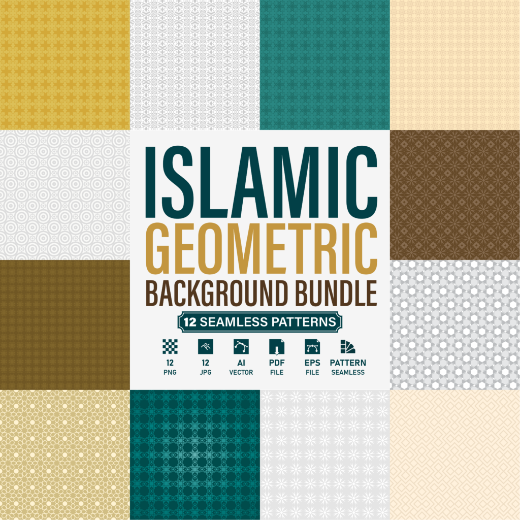 Premium Islamic Pattern Pack | 12 Seamless Geometric Backgrounds