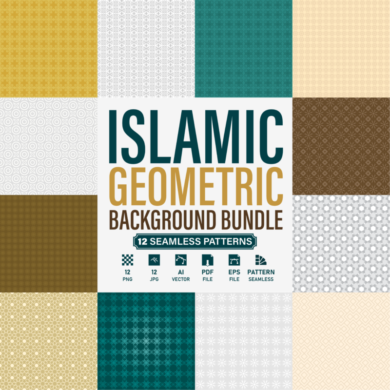Premium Islamic Pattern Pack | 12 Seamless Geometric Backgrounds